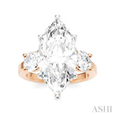 1 Ctw Tri-Mount Marquise Shape Center Round Cut Diamond Semi Mount Engagement Ring in 14K Rose and White Gold